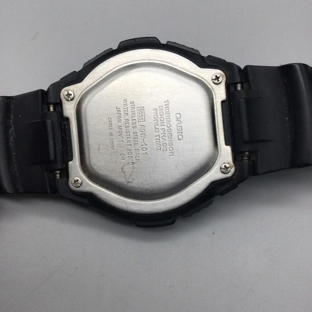 Casio 5056 AQW-101 Mens Watch 45mm Gray Ana-Digi Thermosensor 200M New Battery
